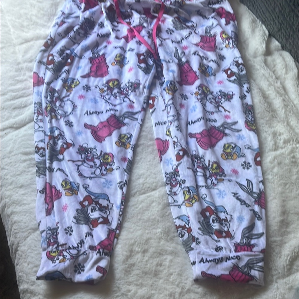 Girls Cartoon Print Pajamas - White and Pink